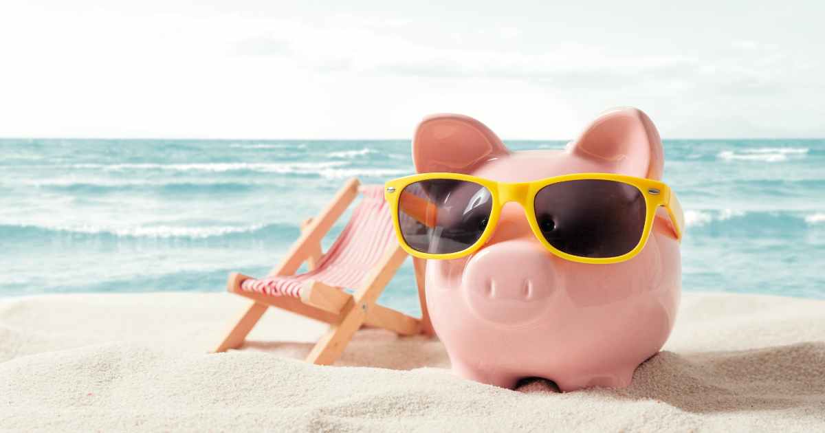 Piggy bank on the beach