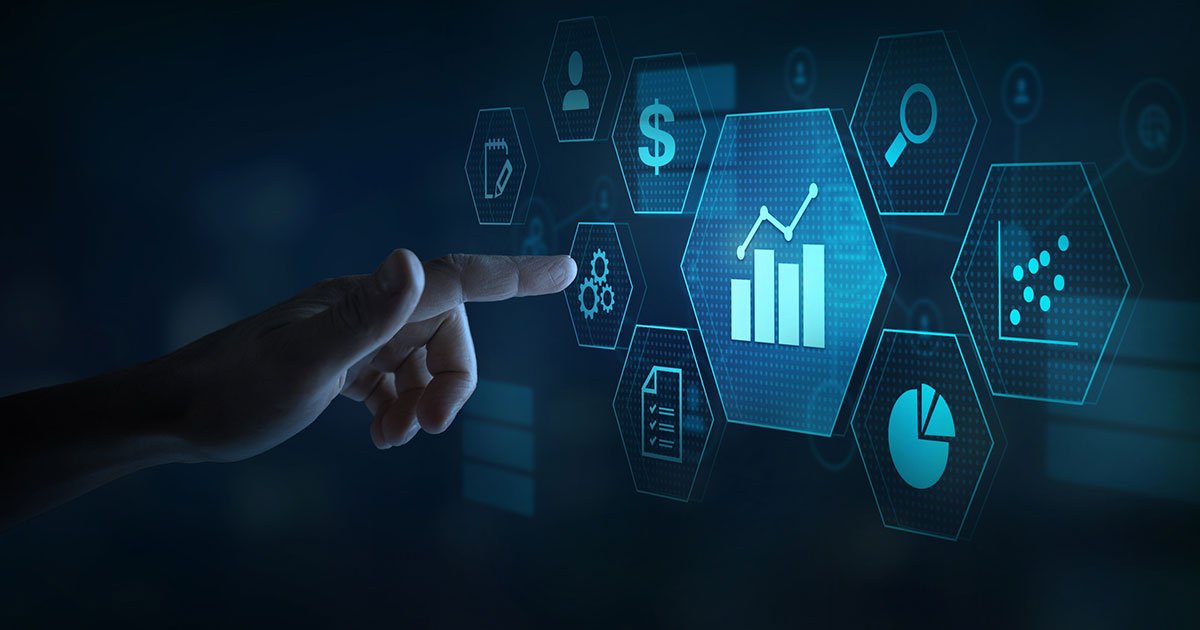 finger pointing at tech icons